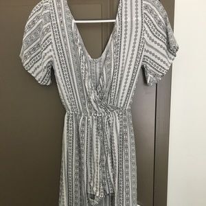 Short sleeve high low white dress